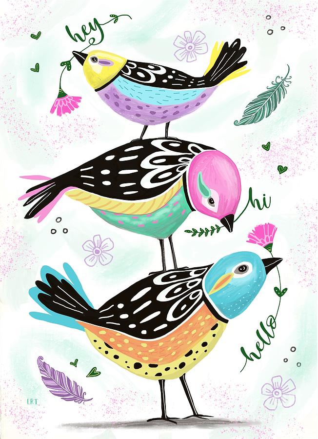 Hello Birds Painting by Elizabeth Robinette Tyndall | Fine Art America
