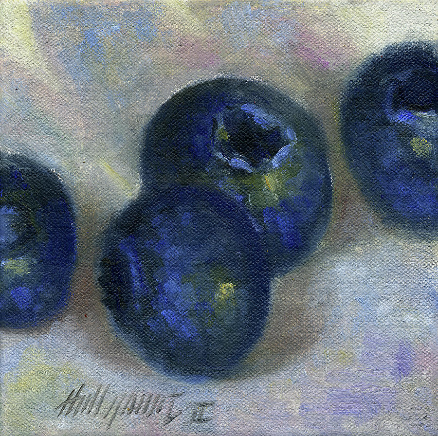 Still Life Painting - Three Blueberries by Hall Groat Ii