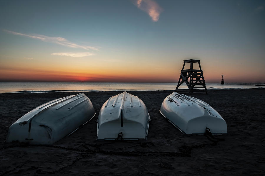 Three boats at sun rise  Photograph by Sven Brogren