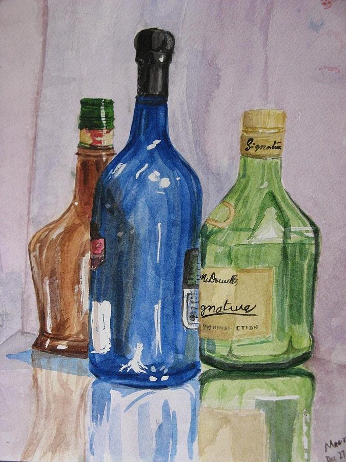 Three bottles Painting by Meen Ohara - Fine Art America