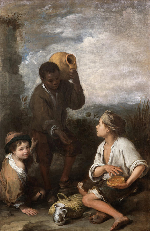 Misery Movie Painting - Three Boys, 1660 by Bartolome Esteban Murillo