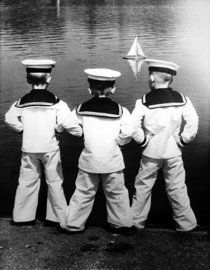 Three Boys Dressed Like Sailors Photograph by Keystone-france