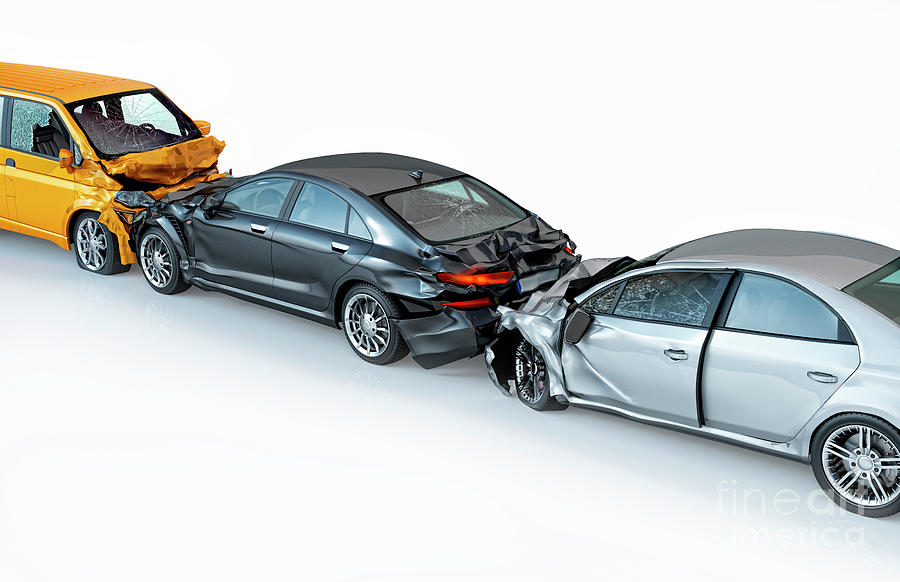 Three Cars Crashed In Accident Photograph by Leonello Calvetti/science Photo Library