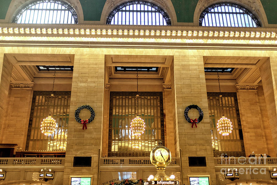 Three Chandeliers at Grand Central Terminal Photograph by John Rizzuto