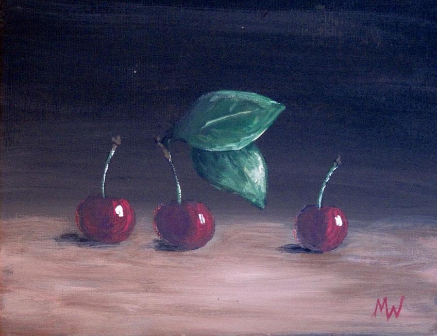 Three Cherries Painting by Megan Walsh