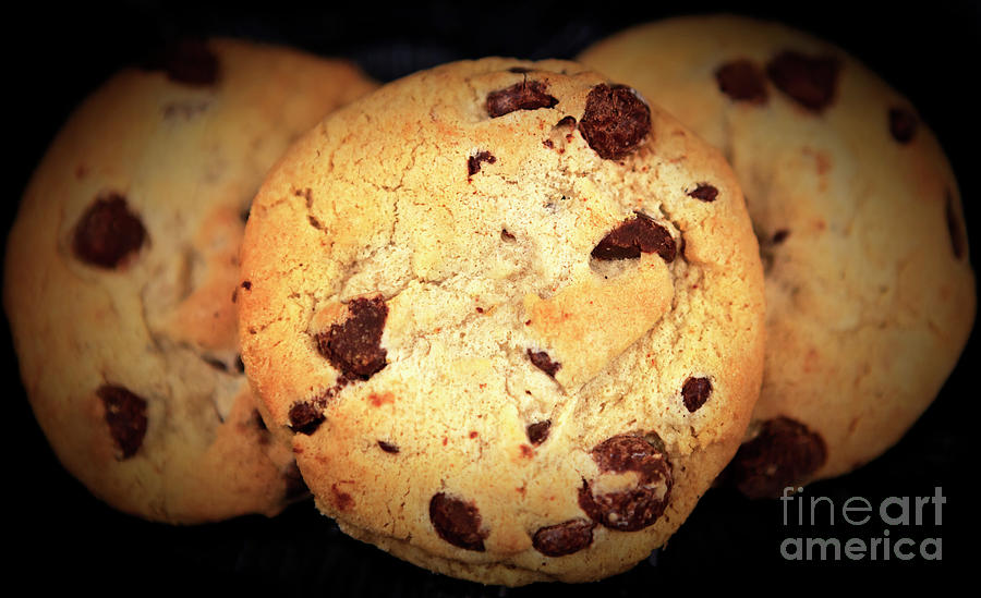 Three Chocolate Chip Cookies Photograph by John Rizzuto