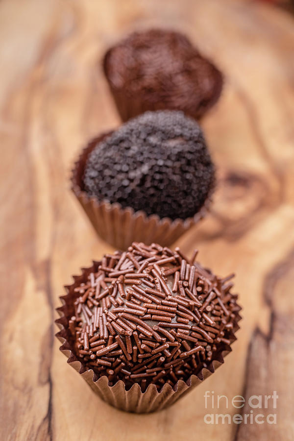 Candy Photograph - Three Chocolate Truffles by Edward Fielding