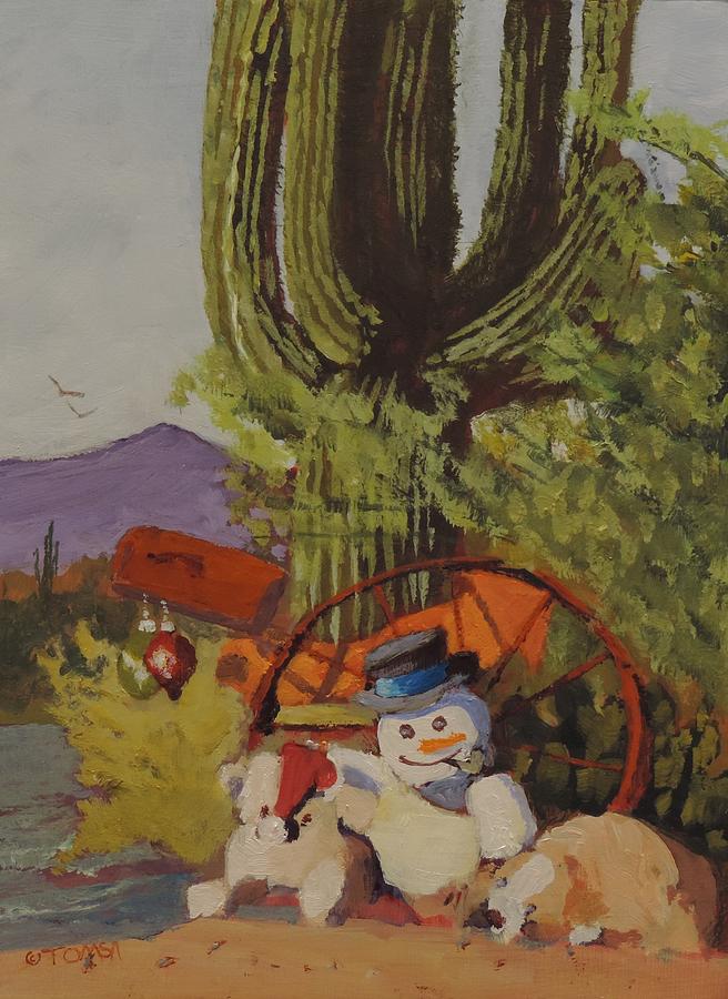 Three Christmas Amigos Painting by Bill Tomsa