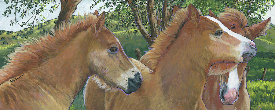 Three Colts Painting by Nadi Spencer