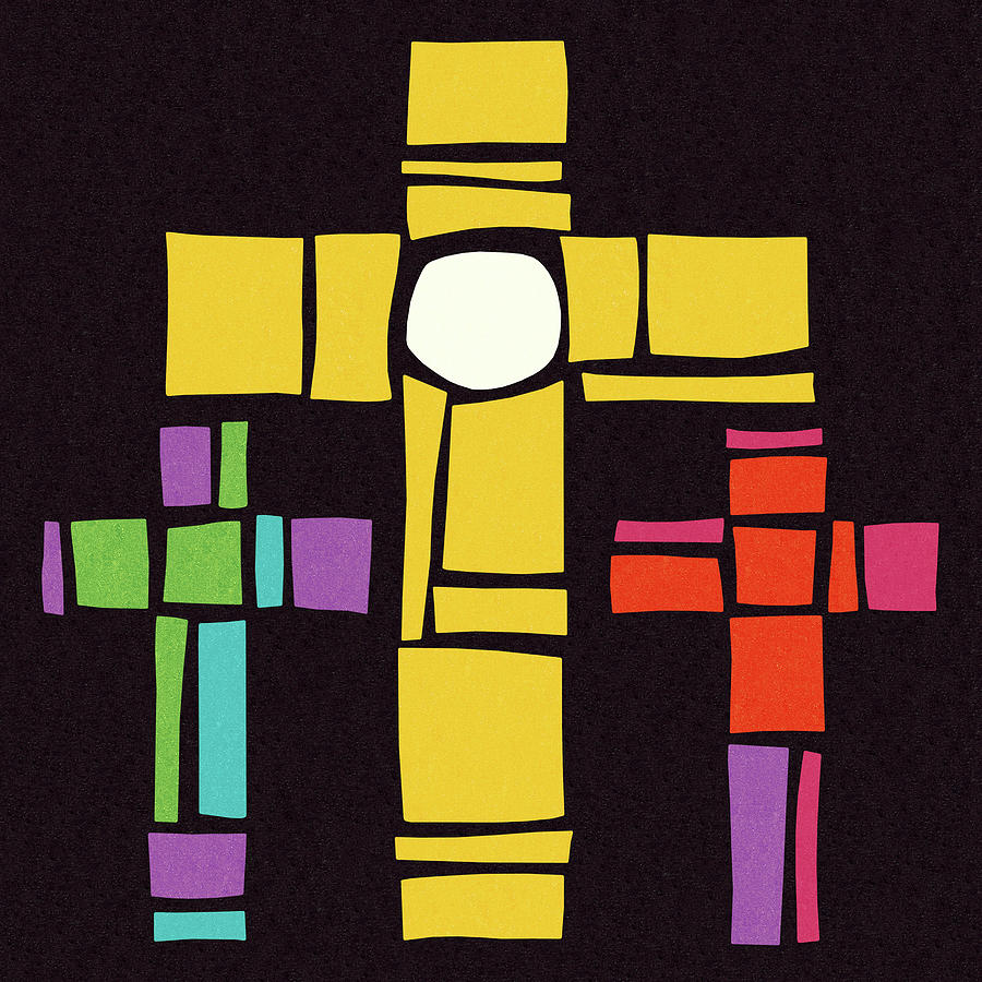 Abstract Drawing - Three Crosses by CSA Images