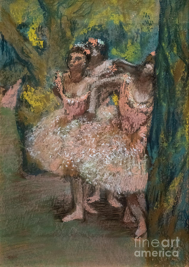 Three Dancers In Salmon Skirts Painting by Edgar Degas