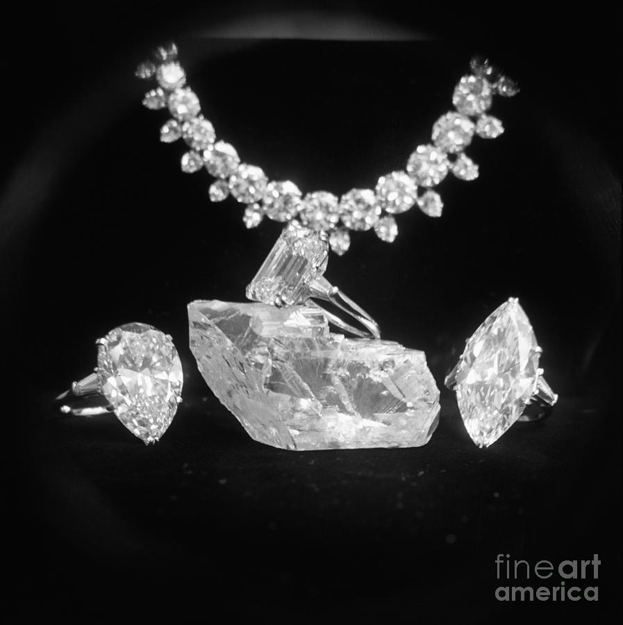 Three Diamond Rings And A Necklace Photograph by Bettmann
