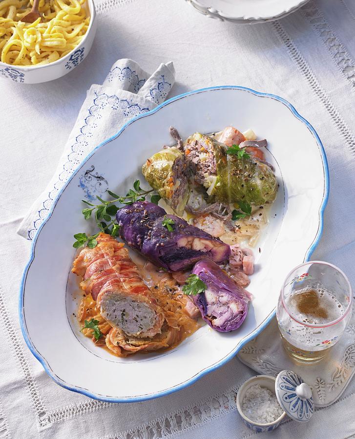Three Different Roulades With Spaetzle Photograph by Jan-peter Westermann