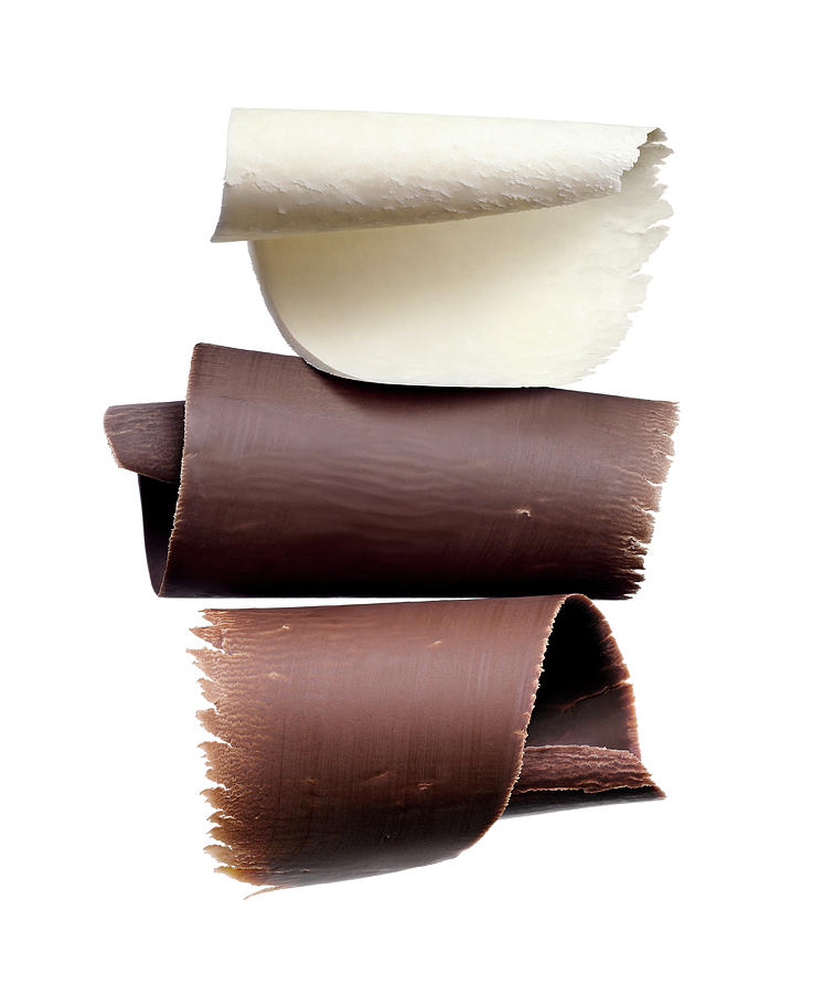 Three Different Types Of Chocolate Shavings, Chocolate Photograph by R. Striegl