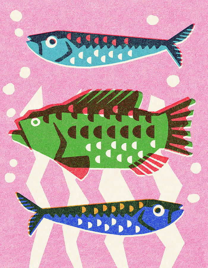 Fish Drawing - Three Fish by CSA Images
