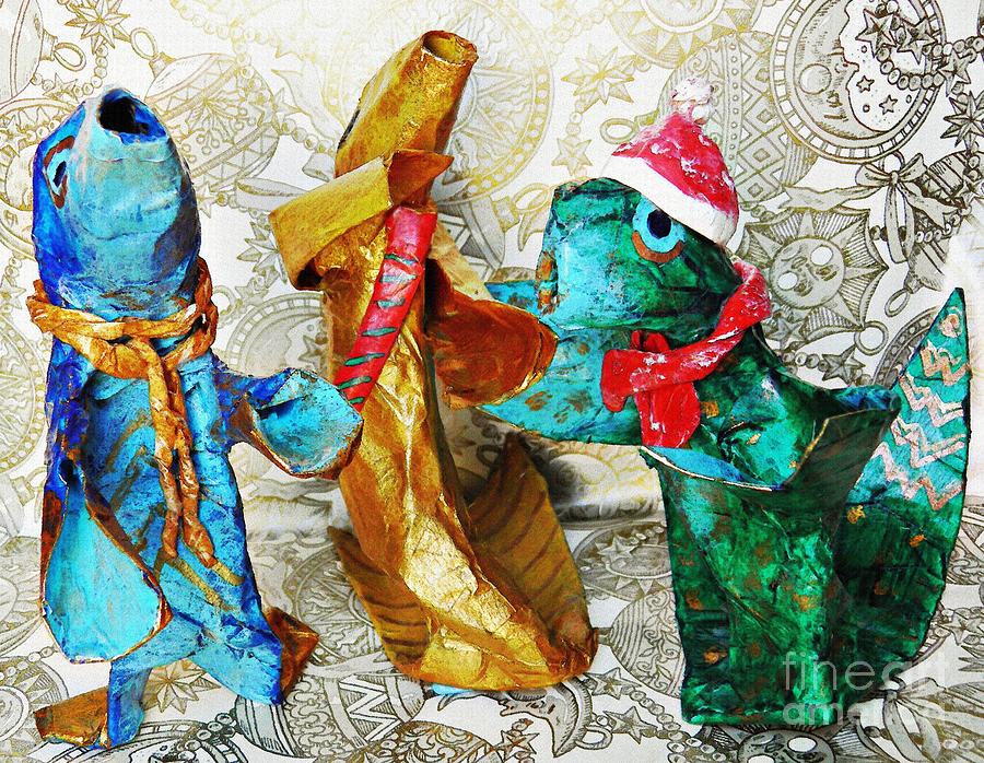 Three Fishy Tenors Sing Christmas Carols Photograph by Sarah Loft