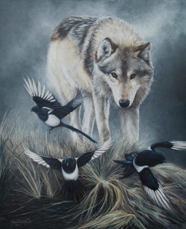 Wildlife Painting - Three For Alpha She by James Corwin Fine Art