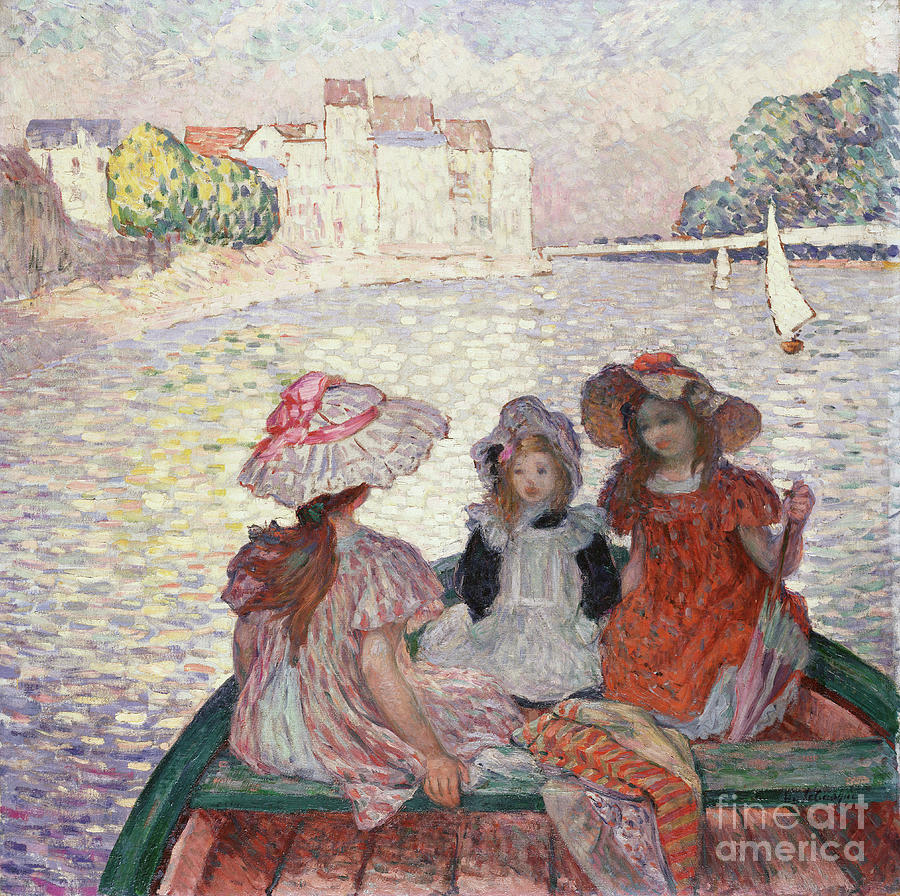 Three Girls In A Boat By Henri Lebasque Painting by Henri Lebasque