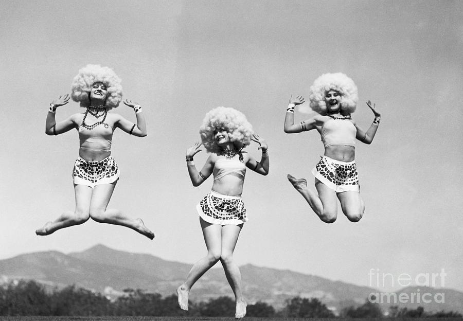 Three Girls With Afros In The Air Photograph by Bettmann