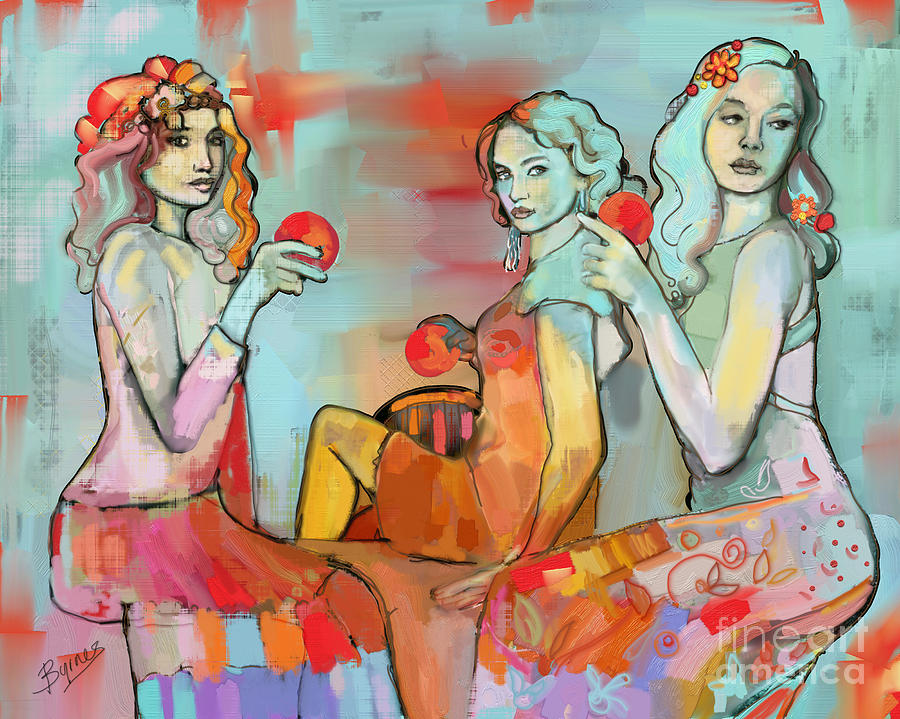 Three Graces 19 Painting by Carrie Joy Byrnes