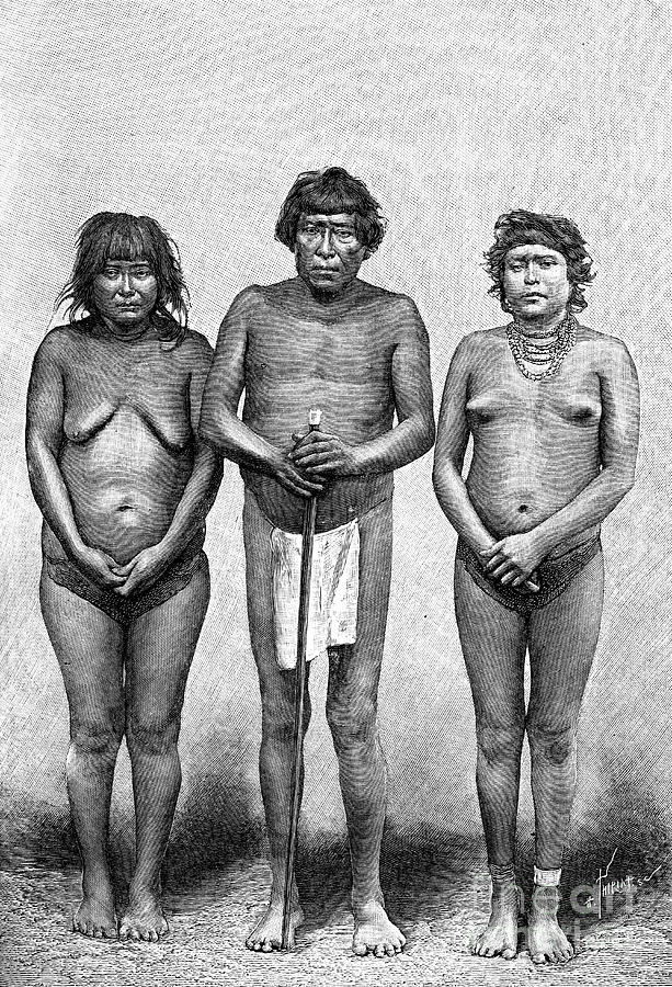 Three Guarauni Indians, Venezuela, 1895 Drawing by Print Collector