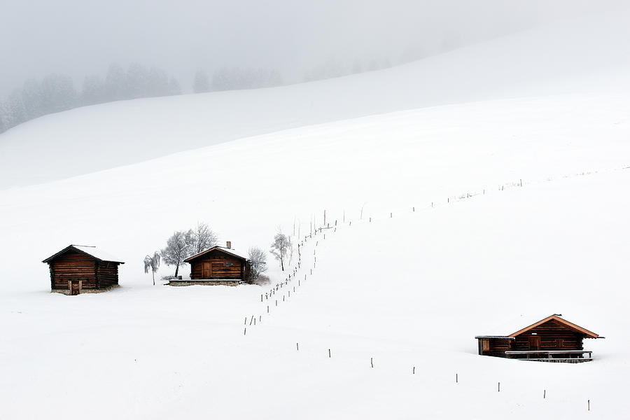 Three Huts, Snow Photograph by Vito Miribung