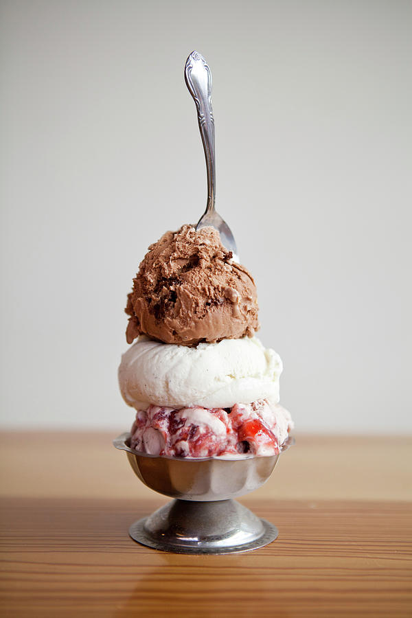 Three Ice Cream Scoops With A Spoon Photograph by Leela Cyd