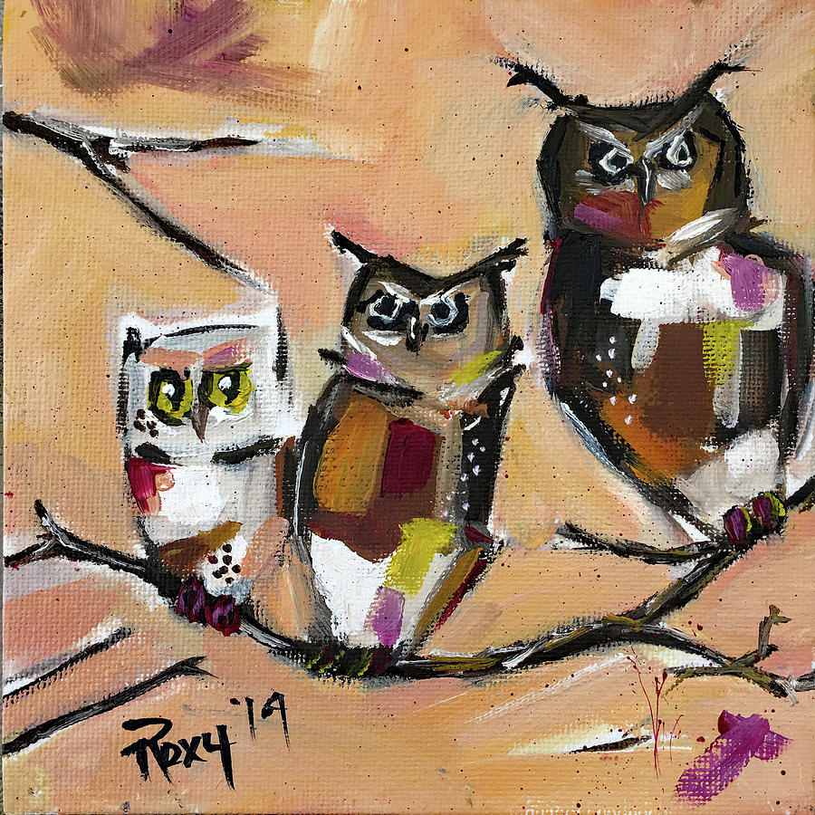 Three in the Tree Painting by Roxy Rich