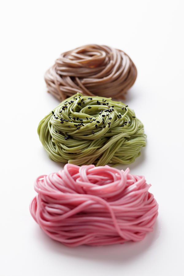 Three Kinds Of Cooked Soba Noodles Photograph by Perch Images