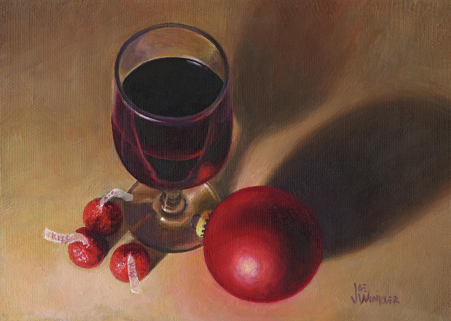 Port Painting - Three Kisses and a Glass of Port by Joe Winkler