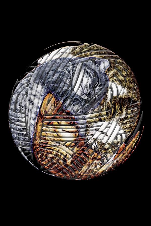 Three Kittens in a Ball of Yarn Digital Art by John Haldane