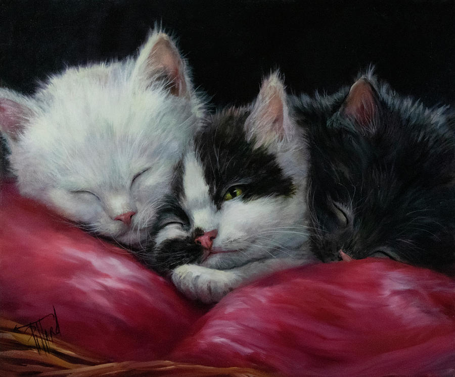 Three Little Kittens Painting by Lynne Pittard