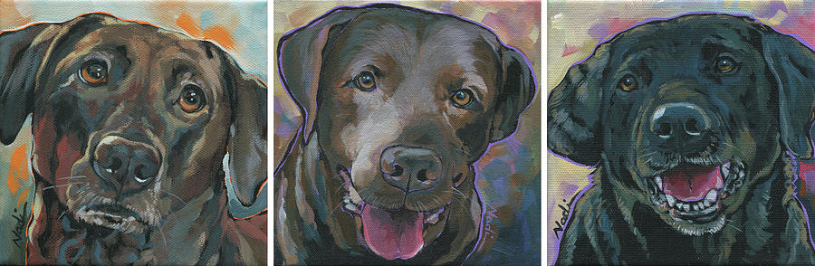 Three Labs Painting by Nadi Spencer