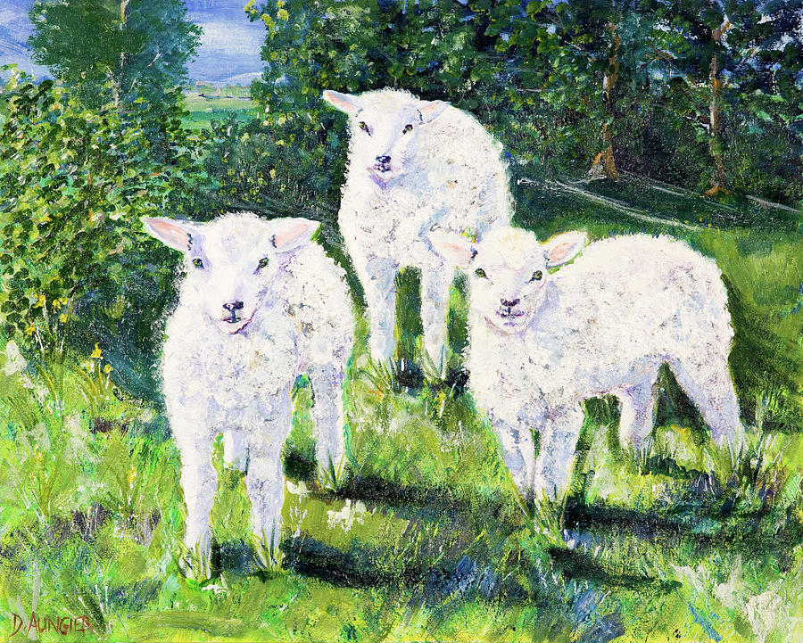 Three Lambs Painting by Seeables Visual Arts