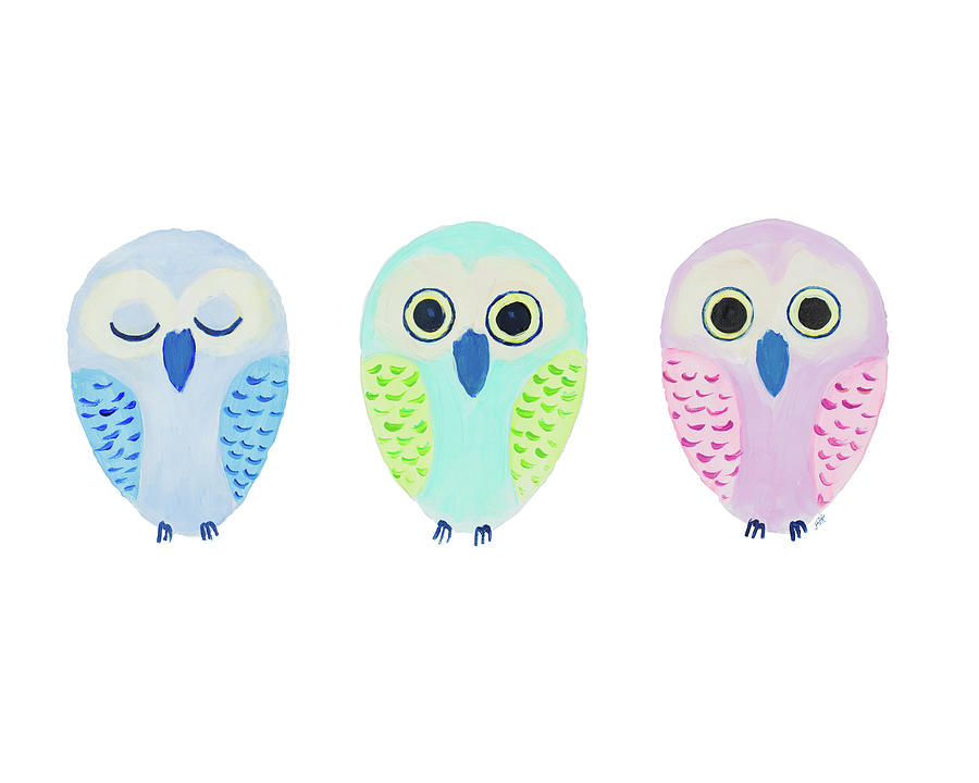 Three Little Owls Painting by South Social D
