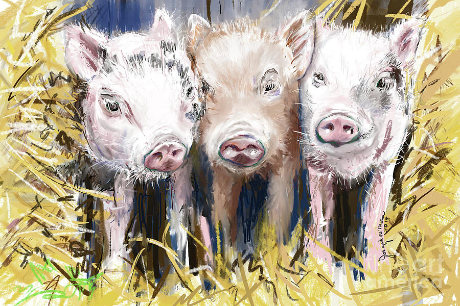 Three little piggies Digital Art by Joseph Mora