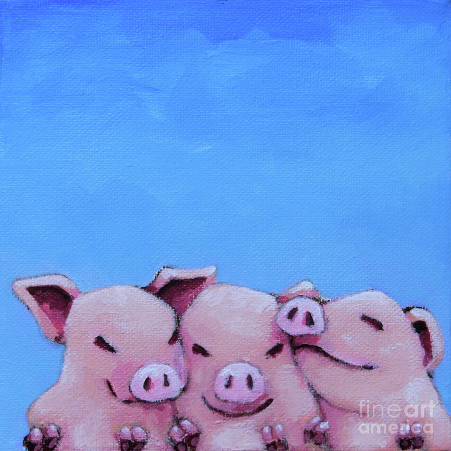 Three Little Pigs Painting by Lucia Stewart