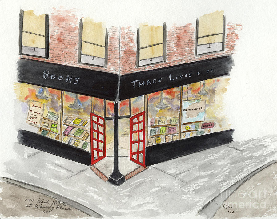 Three Lives and Company Bookshop Painting by Afinelyne
