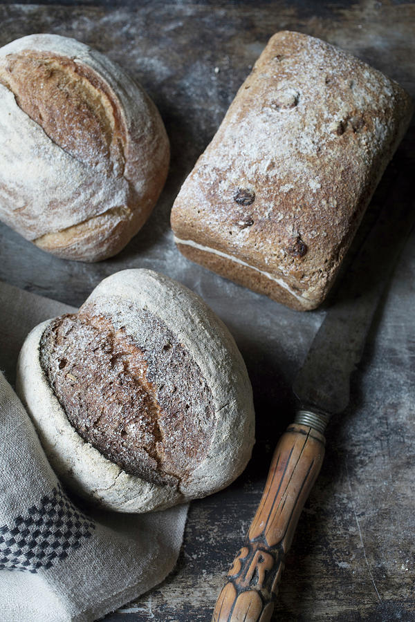 Three Loaves Of Wholemeal Bread Photograph by Joan Ransley