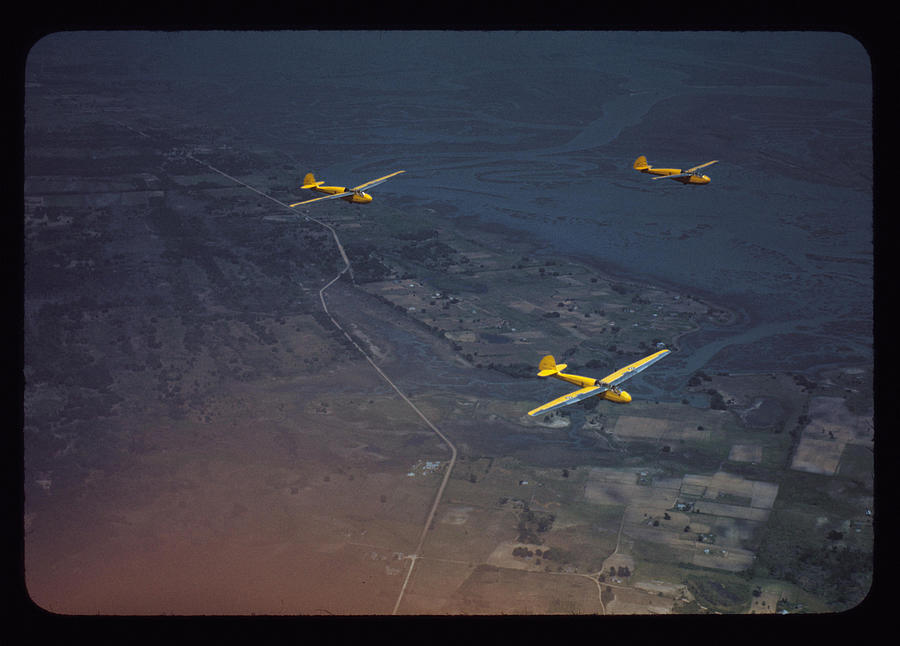 Three Marine Corps gliders in flight Painting by Palmer, Alfred T