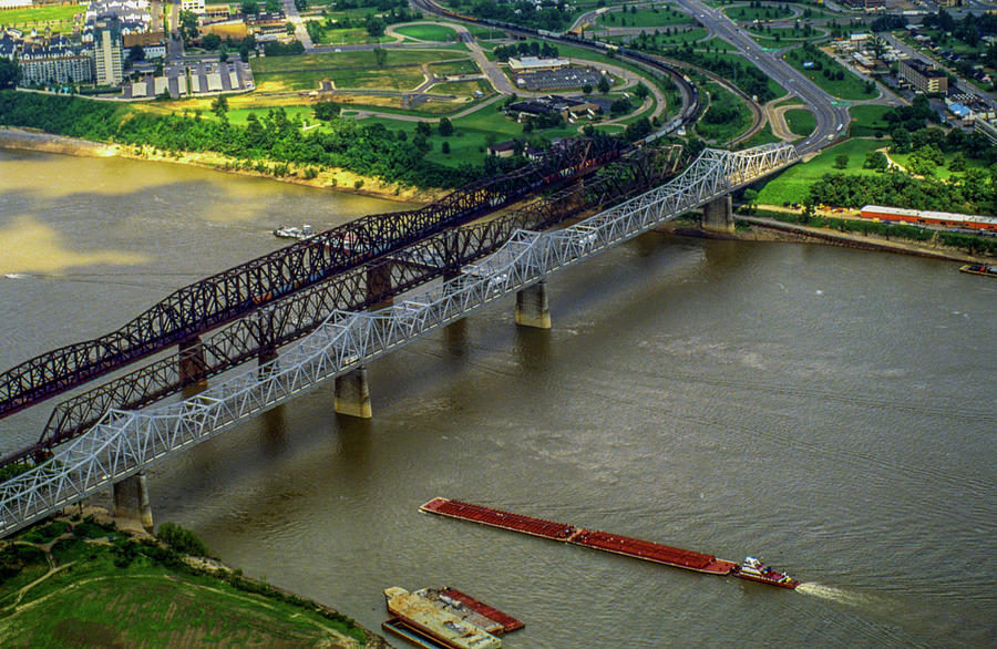 Three Memphis Bridges Photograph by James C Richardson