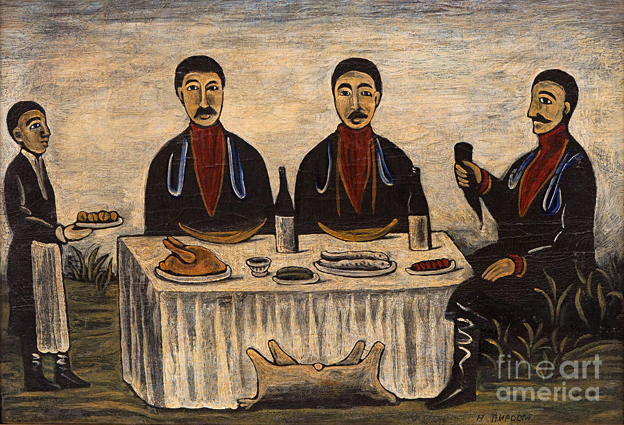 Three Men At Dinner, 1900s Drawing by Heritage Images