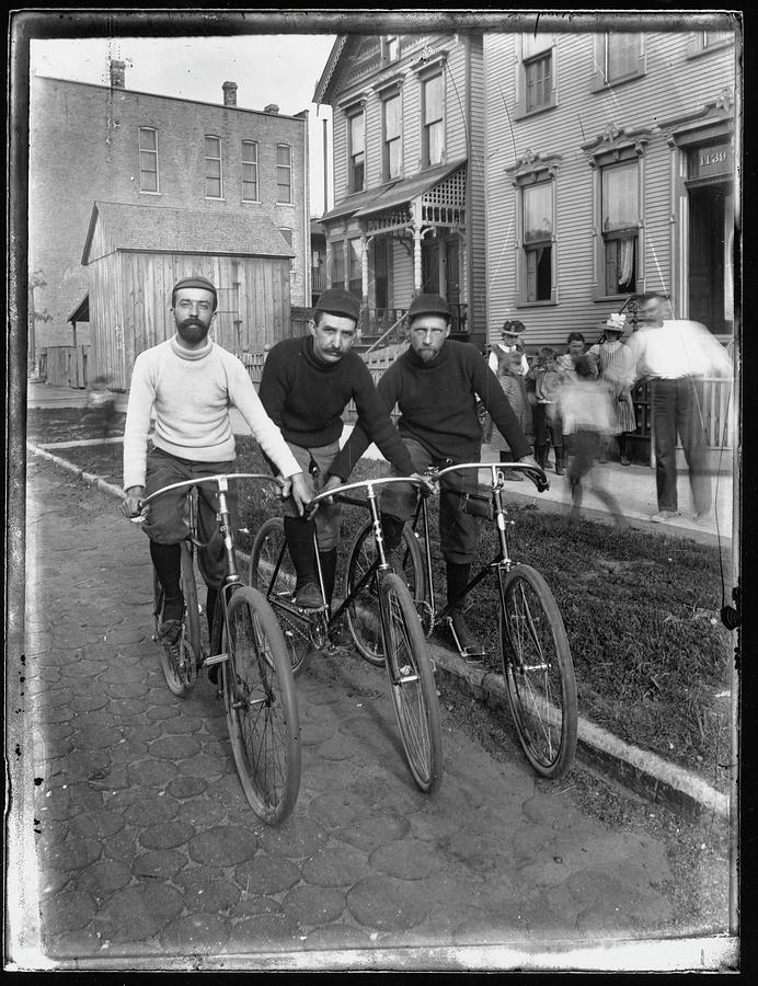 Three Men On Bicycles Photograph by Chicago History Museum