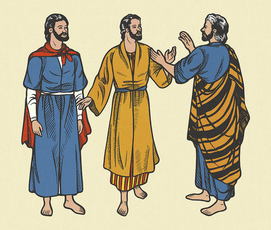 Vintage Drawing - Three Men Wearing Robes by CSA Images