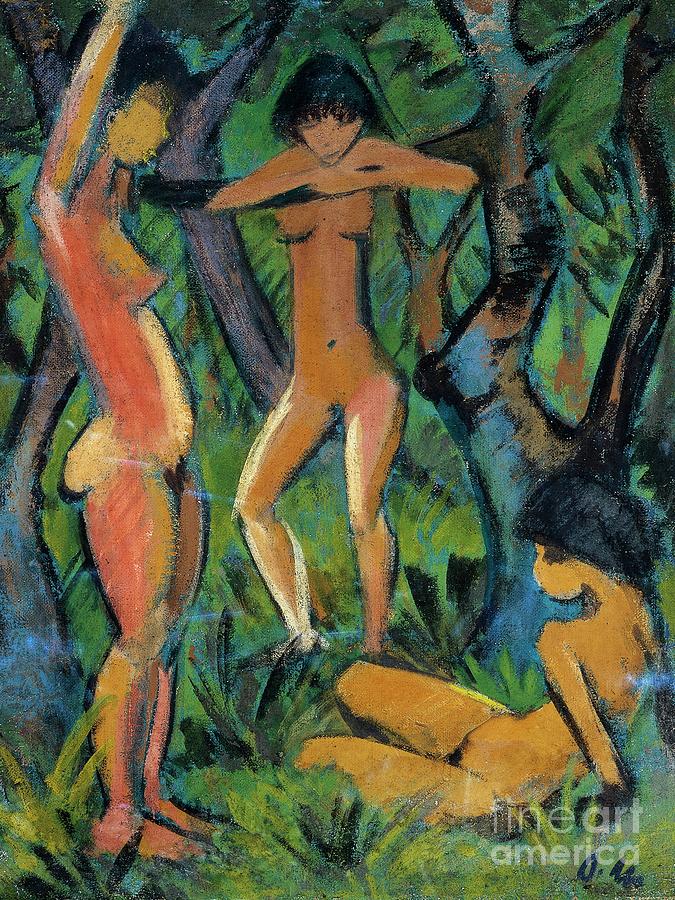 Three Nude Figures In Wood, 1911 By Otto Mueller Painting by Otto Mueller