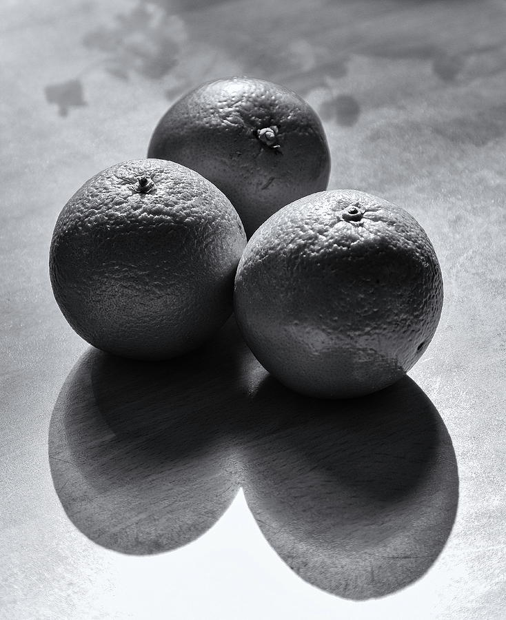 Three Oranges Monochrome Photograph by Jeff Townsend