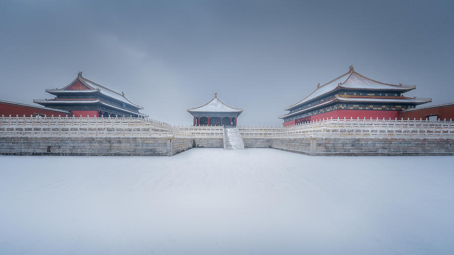 Architecture Photograph - Three Palaces In Ice And Snow by Yuan Cui