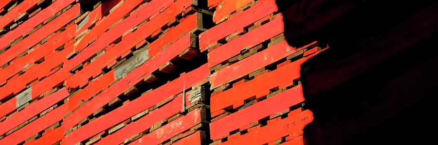 Three Pallet Stacks Shadow Photograph by Jerry Sodorff