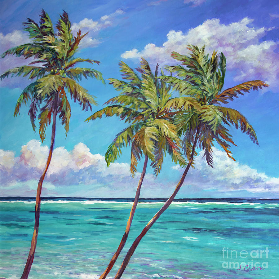Three Painting - Three Palms Against The Sky by John Clark Three Painting - Three Palms Against The Sky by John Clark