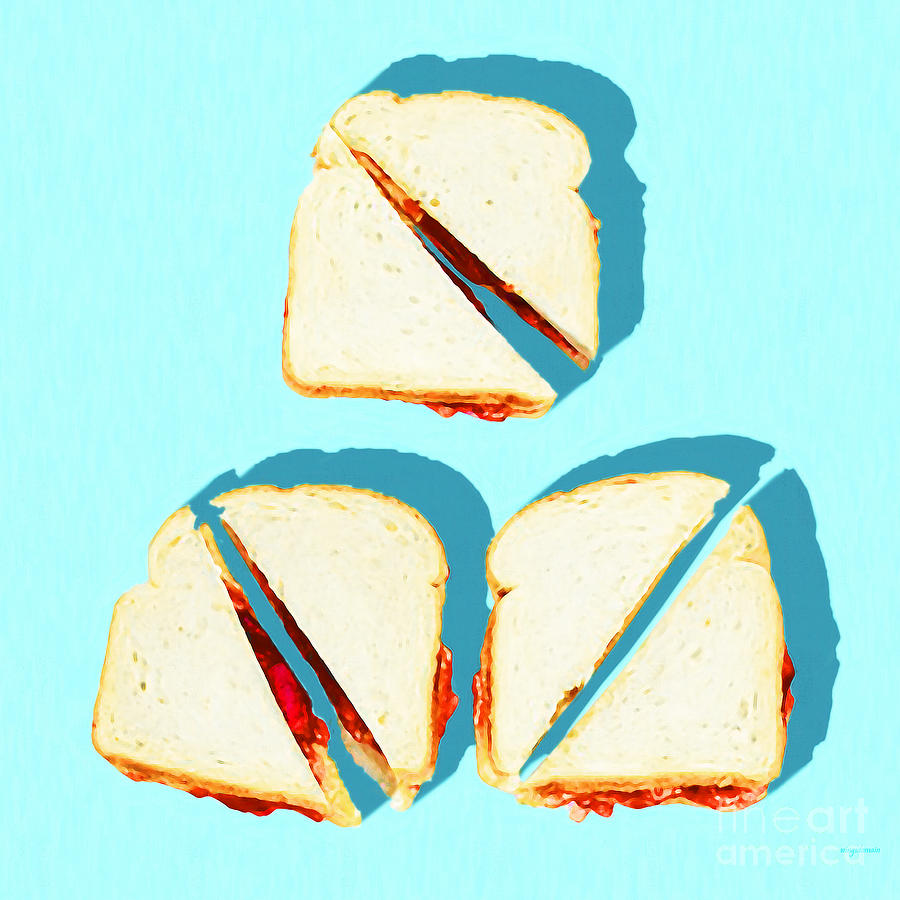 Three Peanut Butter and Jelly Sandwiches Breakfast of Champions Pop Art 20180925 square Photograph by Wingsdomain Art and Photography